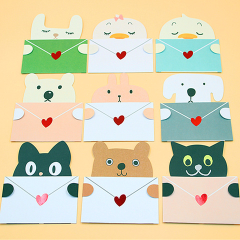 8Pcs/lot Random Color Cartoon animal envelope message card thank card baby birthday greeting card holiday cards Universal sheet ► Photo 1/6