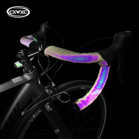 Bicycle Handlebar Tape Light Reflective Bike Bar Tape Road Bike Tape Wrap Pu Leather Cycling Handlebar Tapes Bicycle Accessories ► Photo 1/6