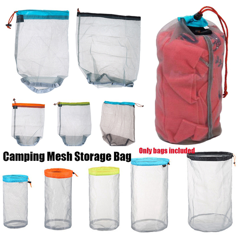 1 PC Ultralight Mesh Storage Bag Outdoor Stuff Sack Drawstring Storage Bag Traveling Organizer Outdoor Camping Hiking Tool ► Photo 1/6