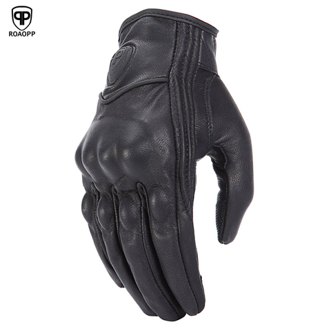 ROAOPP Retro Pursuit Real Leather Motorcycle Gloves Touch Screen Men Women Motocross Waterproof Electric Bike Gloves Moto Glove ► Photo 1/6