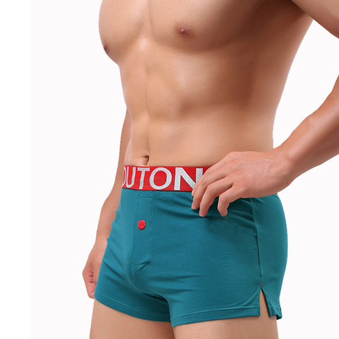 Casual Boxer Trunks Underwear Sleepwear Underpants Male Panties Cueca Boxers Shorts Men Cotton Breathable Button Decoration ► Photo 1/6