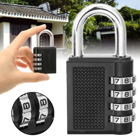 80*43*14mm Heavy Duty 4 Dial Digit Combination Lock Weatherproof Security Padlock Outdoor Gym Safely Code Lock Black ► Photo 1/6