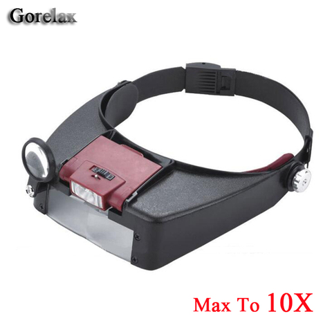 Headband Magnifier Glasses, 1.5x 3X 8.5x 10x Eyewear Magnifying Glasses with 2 LED Lights Lamp Head Magnifier Loupe For Repairs ► Photo 1/6