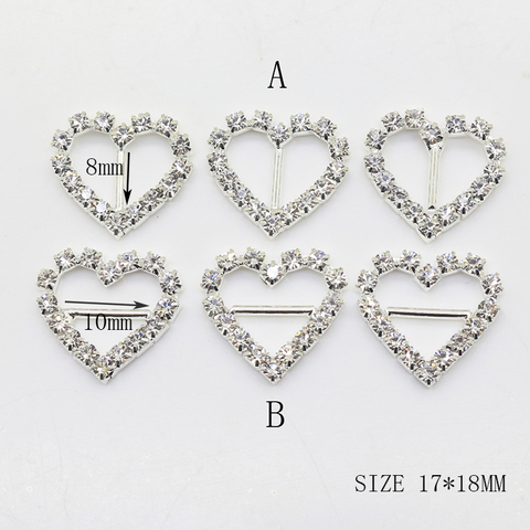 10Pcs/Set 17*18mm Heart  Rhinestone buckle Diamante Wedding Supplies Card Accessory Ribbon Decorative Deduction DIY ► Photo 1/5