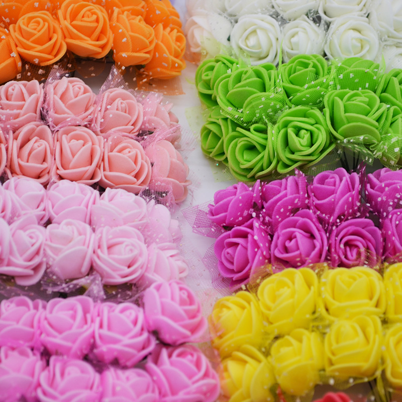 144Pcs Foam Mini Roses Head Small Flowers Wedding Home Party Decoration craft# 