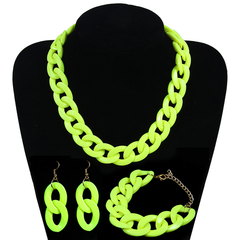 Fashion Acrylic Long Chain Necklace Bohemian Chunky Plastic Choker Collar Necklace Pendant For Women Bijoux Fashion Accessories ► Photo 1/6