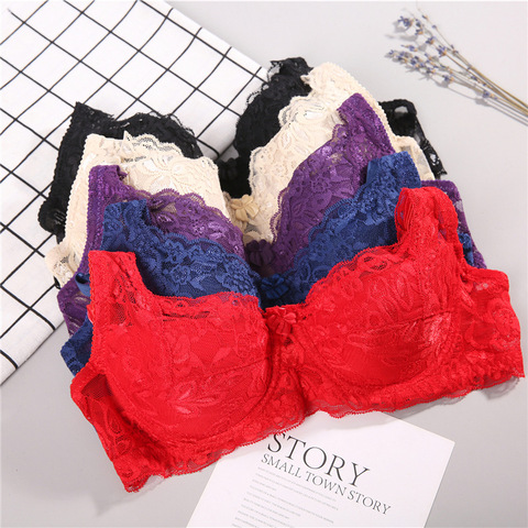 Spring summer Plus Size sexy Bra for Women Seamless Lingerie Lace Bra Ultra thin pad 32 34 36 38 40 B C big cup bra ► Photo 1/6
