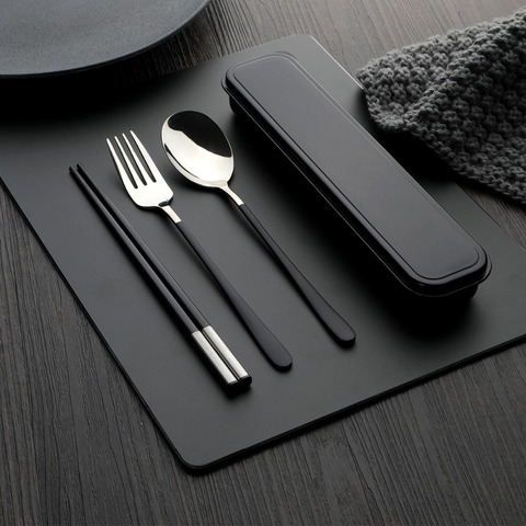 Portable Travel Stainless Steel Dinnerware With Fork Spoon Dinner Set