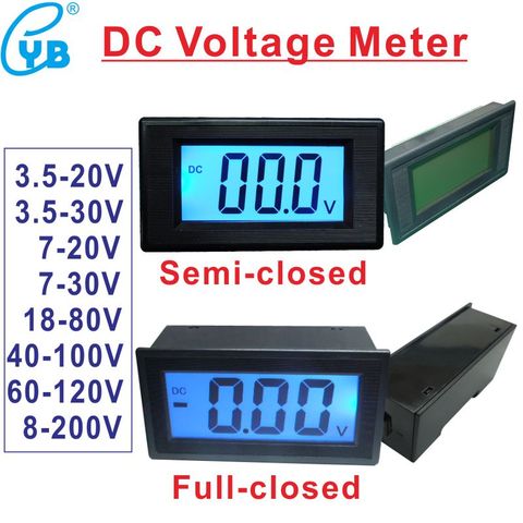 YB5135D DC Voltage Meter Two-wire LCD Digital Voltmeter Electric-bike Voltage Meter Blue Backlight Display Electrical Tools ► Photo 1/6