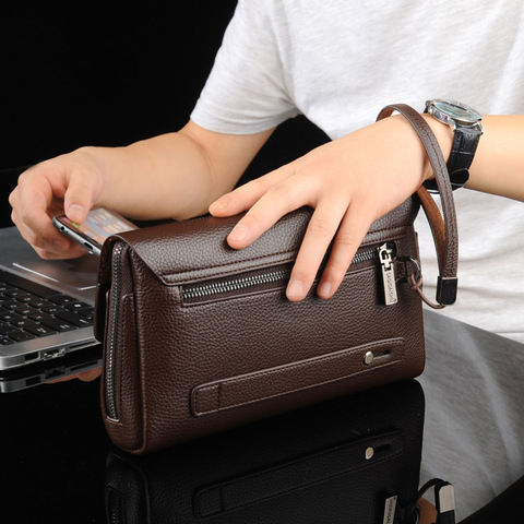 Men Genuine Leather Clutch Bag Password Wallet Business Bag Large Capacity  Purse