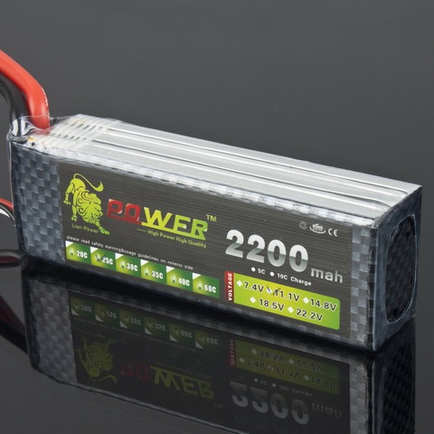 Lion Power Lipo Battery 11.1V 2200 mAh 25C MAX 35C 3S Battery for QAV250 RC Car Airplane T-REX 450 Helicopter Part ► Photo 1/1