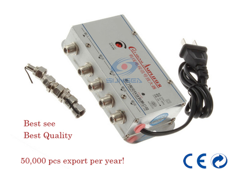 1 in 4 out  CATV Cable TV Video  Signal Amplifier AMP Booster Splitter Broadcast Equipments ► Photo 1/6