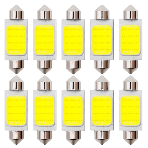 10pcs Festoon 31mm 36mm 39mm 41mm C5W C10W COB LED Auto Licence Plate Light Car Housing Interior Dome Lamp Roof Reading Bulb 10X ► Photo 1/6