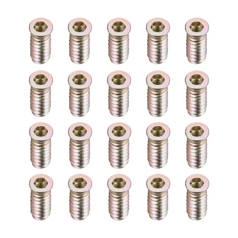 uxcell 20pcs M6 Threaded Insert Nuts Interface Hex Socket 10/13/15/17/20/25mm Wooden Furniture Accessories Screws Carbon Steel ► Photo 1/6