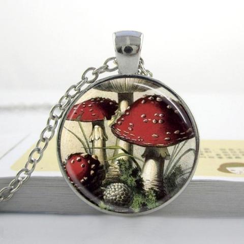 Wholesale Red Mushroom Necklace Red and White Toadstools Jewelry Nature Woodland Pendant Necklace ► Photo 1/1