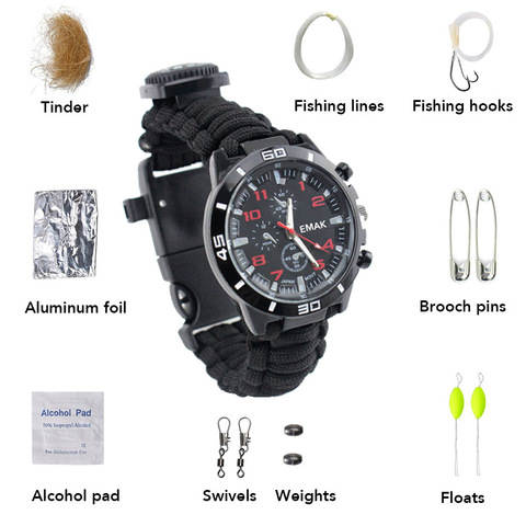 Tactical Wrist Compass Special For Military Outdoor Survival Watch Rescue Rope Paracord Bracelet Equipment Tools kit ► Photo 1/6