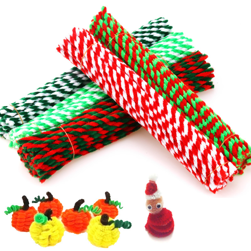 50/100Pcs 30cm Glitter Chenille Stems Pipe Cleaners Plush Tinsel Stems  Wired Sticks Kids Educational Toys Crafting DIY Craft Sup