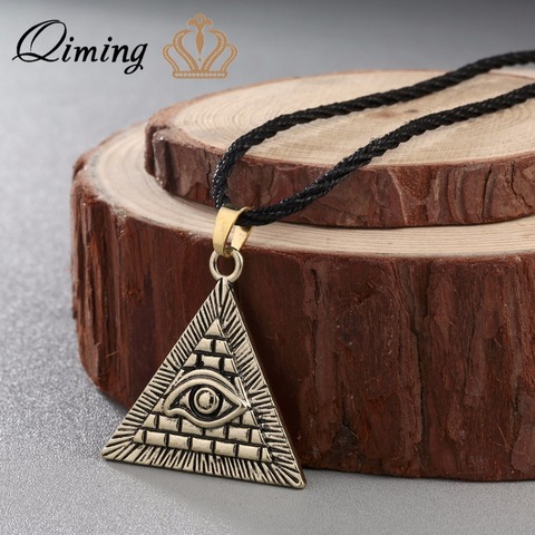 QIMING Vintage Men Necklace Women Egyptian Egypt Pyramid All-Seeing Evil Eye Illuminati fashion Charm Pendant Necklaces ► Photo 1/5