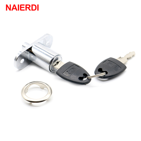 NAIERDI Drawer Push Lock Sliding Door Showcase Cupboard Cabinet Locks Window Security Chain Furniture Hardware With 2 Keys ► Photo 1/6