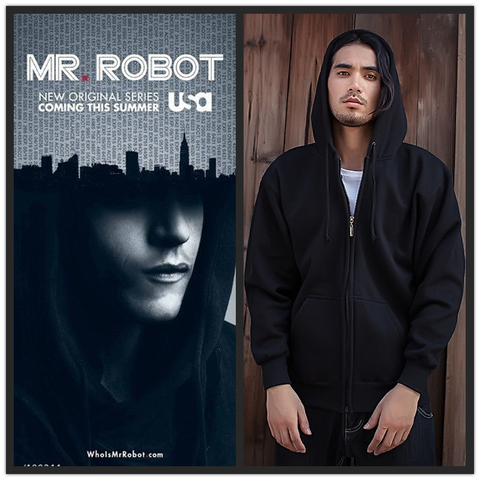 Movie Mr.Robot Elliot Alderson Cosplay Rami Malek The Same Style Men Black Jackets Hoodie Hooded Coat Army of Hackers Costume ► Photo 1/4
