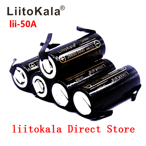 2022 HK LiitoKala Lii-50A 3.7V 26650 5000mah High Capacity 26650-50A Li-ion Rechargeable Battery for led Flashlight+ DIY nickel ► Photo 1/5