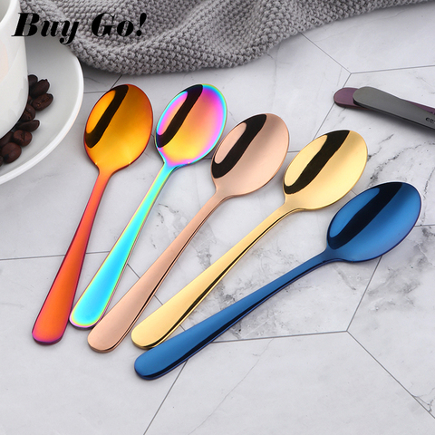 Colorful Mini Teaspoon Luxury 18/10 Stainless Steel Rose Gold Tea Spoon Small Silver Scoop Mirror Tablespoon Tableware For Party ► Photo 1/6