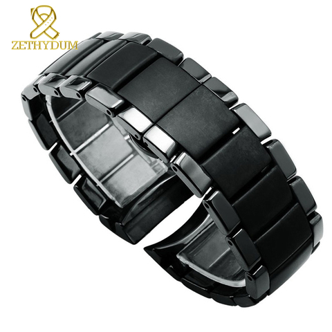 Ceramic watchband Matt watch strap black bracelet wristwatches band 22 24mm Butterfly buckle watch case belt for AR1451 AR1452 ► Photo 1/6