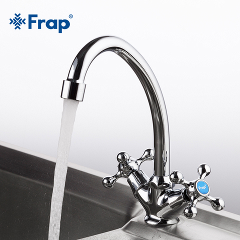 Frap Classic Style Kitchen Faucet Cold and Hot Water Mixer Tap Double Handle Torneira Cozinha 360 Degree Rotation F4908 ► Photo 1/6