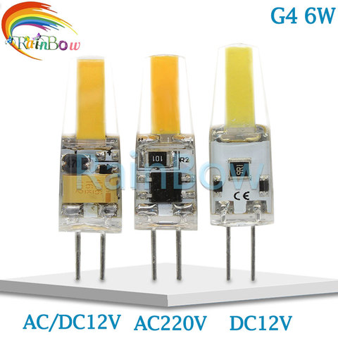 4PCS/lot G4  LED Lamp AC12V COB LED Bulb 6W DC/AC 12V 220V LED G4 COB Light Dimmable Chandelier Lights Replace Halogen G4 bulbs ► Photo 1/6