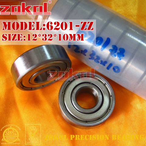 ZOKOL 6201ZZ bearing 6201 RS S6201ZZ 6201 2RS RZ Z3V3 Z1 Deep Groove ball bearing 12*32*10mm ► Photo 1/5