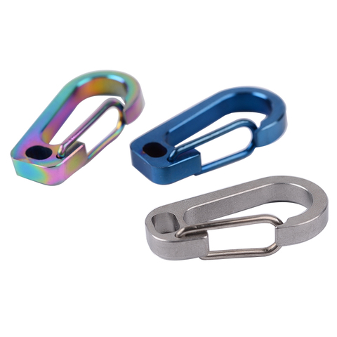 Titanium Alloy Carabiner D Shape Buckle Spring Keychain Clip Snap Hook Outdoor Camping Hiking Flat Hole ► Photo 1/6