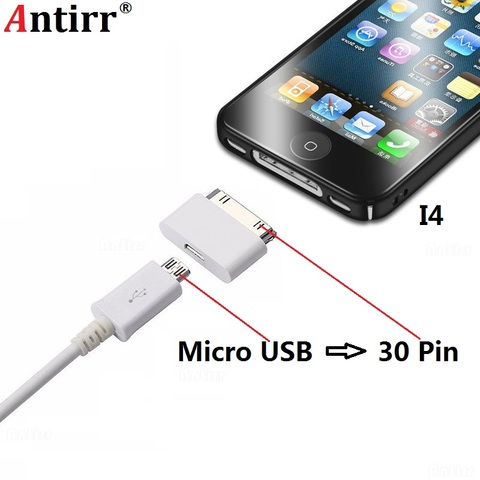 Micro USB Female Cable to 30 Pin Male Adapter Converter Data Sync Charger Android Phone 30pin Connector For iPhone 4 4S iPad 2 3 ► Photo 1/6