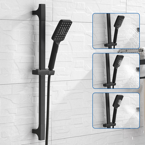 High Quality Black Shower Sliding Bar Wall Mounted Shower Bar Adjustable Sliding Rail Set 3 Function Shower Minimalist Style ► Photo 1/6