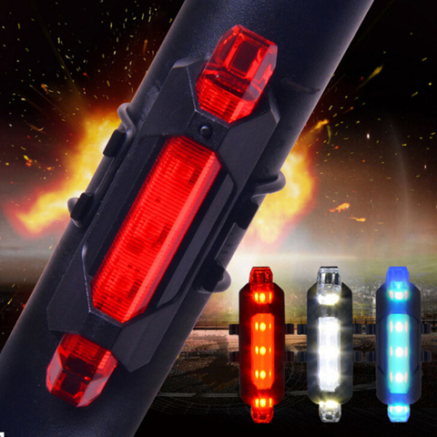 Hot Sale 5 LED Night Mountain LED Bicycle Tail Light USB Rechargeable Red Warning Light Bike Rear Safety Bicycle Lights #88373 ► Photo 1/6