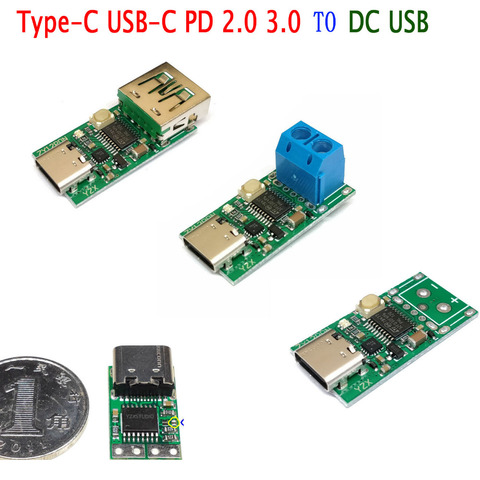 Type-C USB-C PD2.0 PD3.0 TO DC USB decoy QC fast charge trigger Poll detector Charging PD 5A 9v 12v 15v 20V test ► Photo 1/6