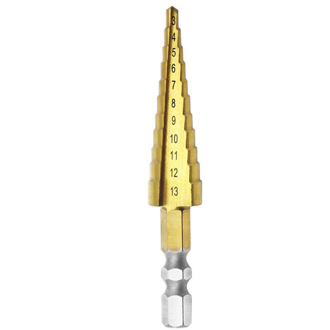 3-13mm 11Step Drill Bits Hss Hex Handle Titanium Coated Step Cone For Metal Wood Drilling Power Tools Spiral Grooved Drill bit ► Photo 1/6