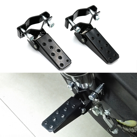 Black Retro Motorcycle Clamp-on Steel Axle Foldable Foot Step Pegs For MTB BMX bike Folding Pedal Footrest Footpeg Universal ► Photo 1/6