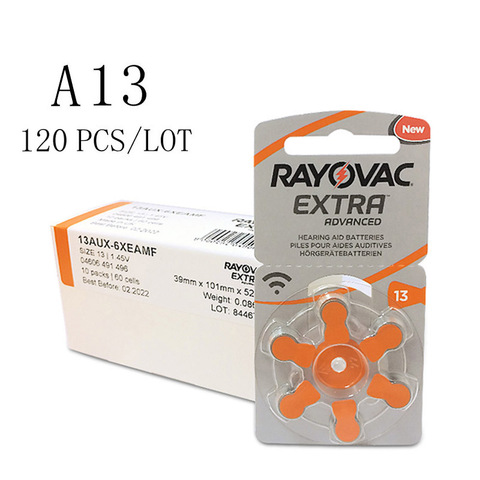 120 PCS Rayovac Extra Hearing Aid Batteries A13 13A 13 P13 PR48 Hearing Aid Battery Zinc Air 13 A13 ► Photo 1/4