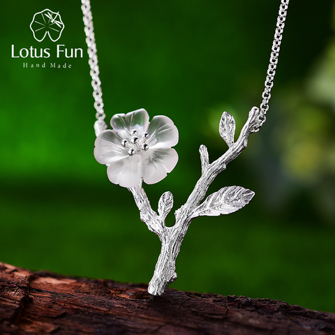 Lotus Fun Real 925 Sterling Silver Handmade Designer  Fine Jewelry Flower in the Rain Necklace with Pendant for Women Collier ► Photo 1/6