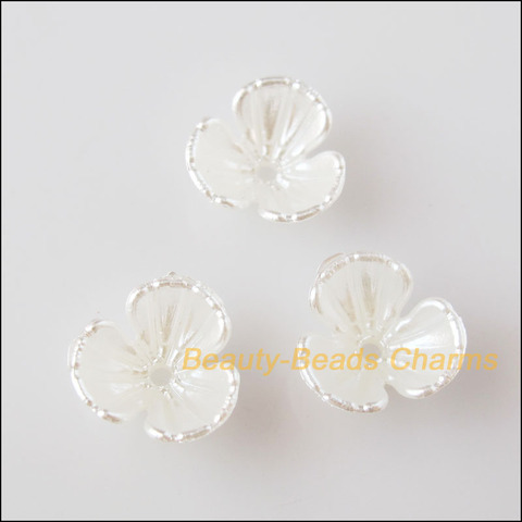 100Pcs White Plastic Acrylic Flower Star Spacer End Beads Caps Charms 10.5mm ► Photo 1/5