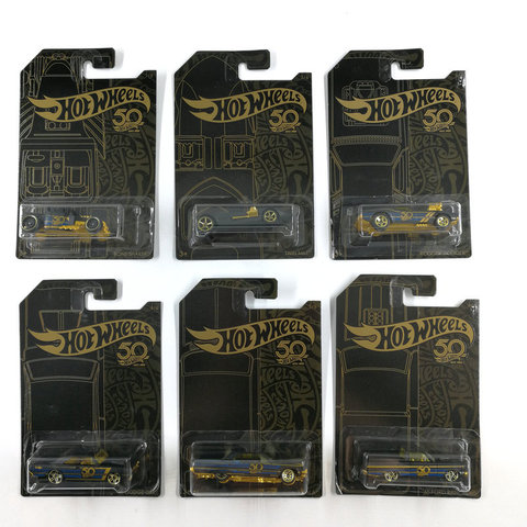 Hot Wheels Car Collector's Black Gold Edition 50th Anniversary Metal Diecast Cars Collection Kids Toys Vehicle For Gift 6pcs/set ► Photo 1/6