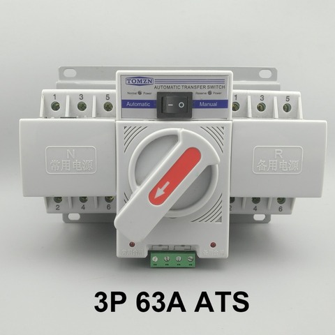 3P 63A 380V 50/60hz 3 wire MCB type Dual Power Automatic transfer switch ATS ► Photo 1/1