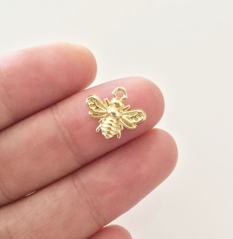 Eruifa 20pcs 13*12mm Mini Bee Charms Zinc Alloy necklace,earring bracelet jewelry DIY handmade 2 colors ► Photo 1/5