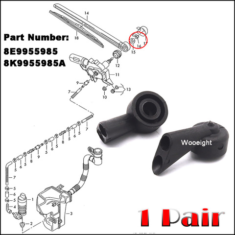 Wooeight 2Pcs Rear Window WindShield Wiper Washer Nozzle Spray Jet 8E9955985 8K9955985A For Audi A1 A3 A4 Q7 S3 S4  ► Photo 1/1