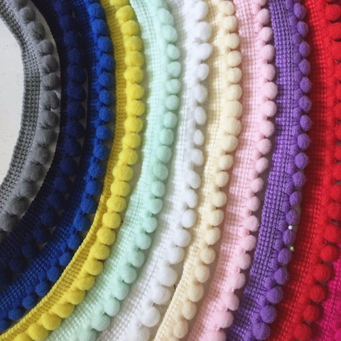 5 yard Lace Fabric Sewing Accessories Pompom Trim Pom Pom Decoration Tassel Ball Fringe Ribbon DIY Material Craft Apparel ► Photo 1/6