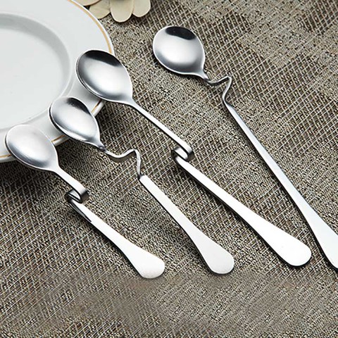 1PCS Bend Stainless Steel Coffee Spoon Ice Cream Dessert Tea Spoon For Picnic Kitchen Accessories Tableware ► Photo 1/6