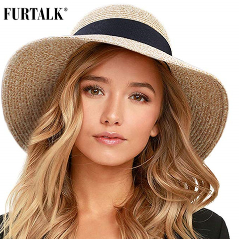 FURTALK Summer Hat for Women Beach Sun Hat Straw Hat panama fedora Cap Wide Brim UV Protection Summer Cap for Female ► Photo 1/6