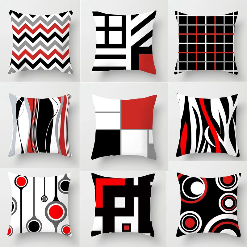 Black and White Geometric Cushion Cover Throw Pillow Case Sofa Waist Square Home