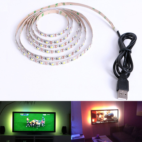 LED strip DC 5V USB SMD 3528 RGB Flexible Light Lamps LED Light TV Background Lighting Adhesive Tape 50CM 1M 2M 3M 4M 5M ► Photo 1/6