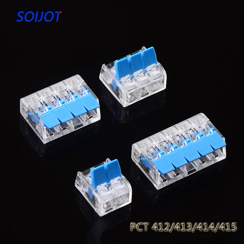 10pcs/lot  Mini Fast Wire Connector Universal Wiring Cable Connector Push-in Conductor Terminal Block 221-412 221-413 221-414 221-145 ► Photo 1/6